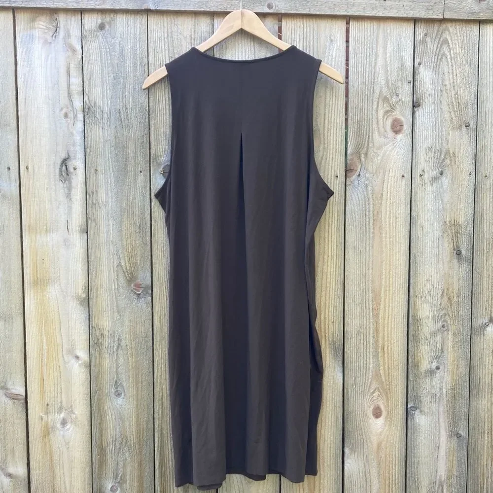 J. Jill Wearever Dark Truffle Sleeveless Pull-over Tunic Dress